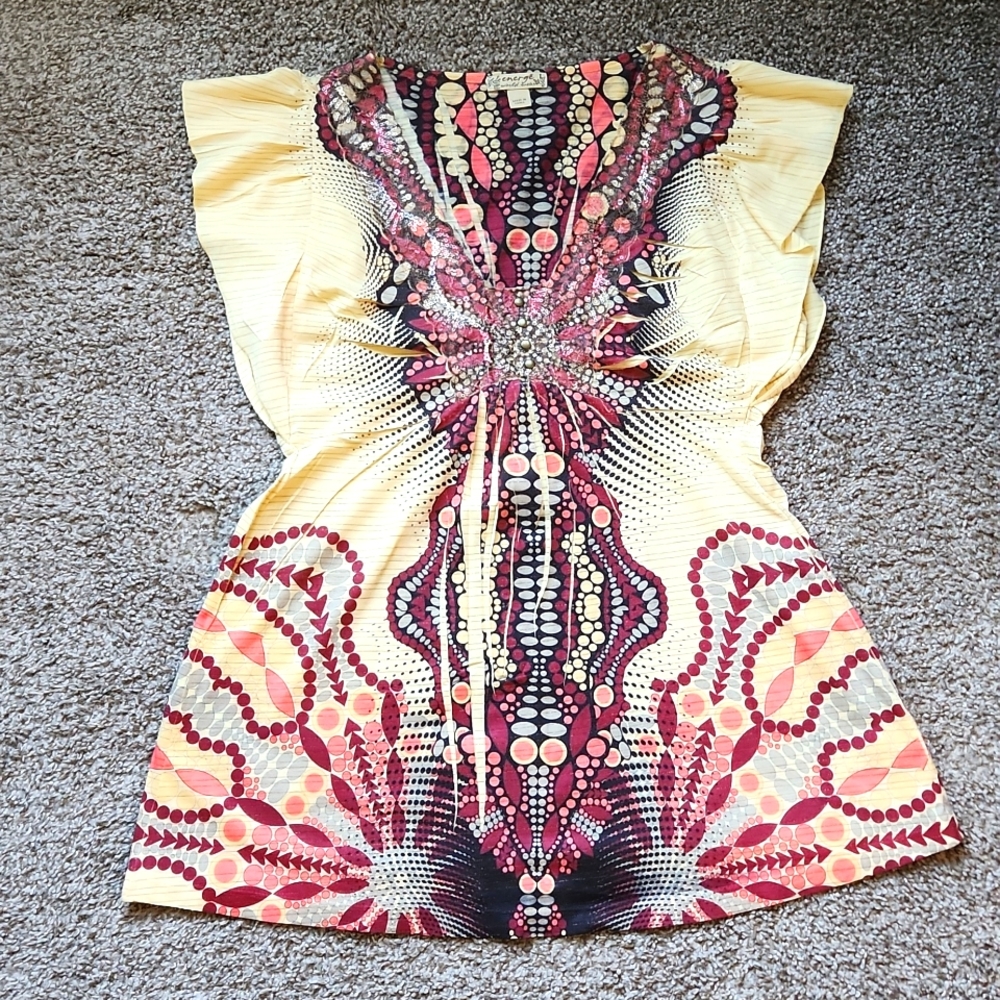 Womens Energe World Wear Embellished Top Petite Large